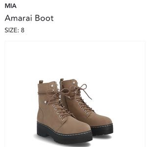 MIA Amari Faux Leather Boot. Tan, size 8.